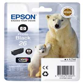 CARTUCCIA NERO-FOTO EPSON CLARIA PREMIUM SERIE 26/ORSO POLARE IN BLI