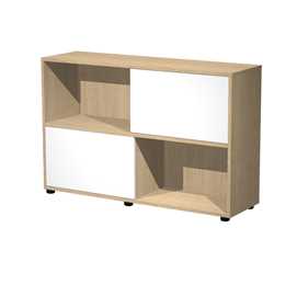 Libreria bassa a 2 ripiani ante scorr. 120X35cm H79cm BIANCO/ROVERE