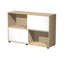 Libreria bassa a 2 ripiani ante scorr. 120X35cm H79cm ROVERE/BIANCO