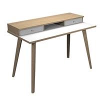 Postazione Home-Office con sopralzo 120x60xH74,4cm gambe legno Bianc