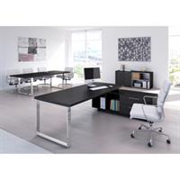 SCRIVANIA MANAGER 210X90cm c/mobile servizio rev. NERO VEN. - PRESTI