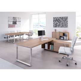 SCRIVANIA MANAGER 210X90cm c/mobile servizio rev. CILIEGIO AR.- PRES