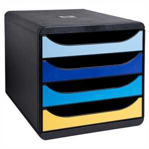 Cassettiera Big Box Plus Bee Blue - 4 cassetti A4 - nero/multicolore