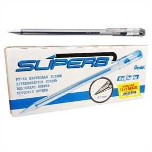 Penna a sfera Super B - punta 0,7 mm - blu- Pentel 12+2pz