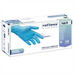 Guanti in nitrile strong N69-senza polvere taglia M-azzurro Reflexx